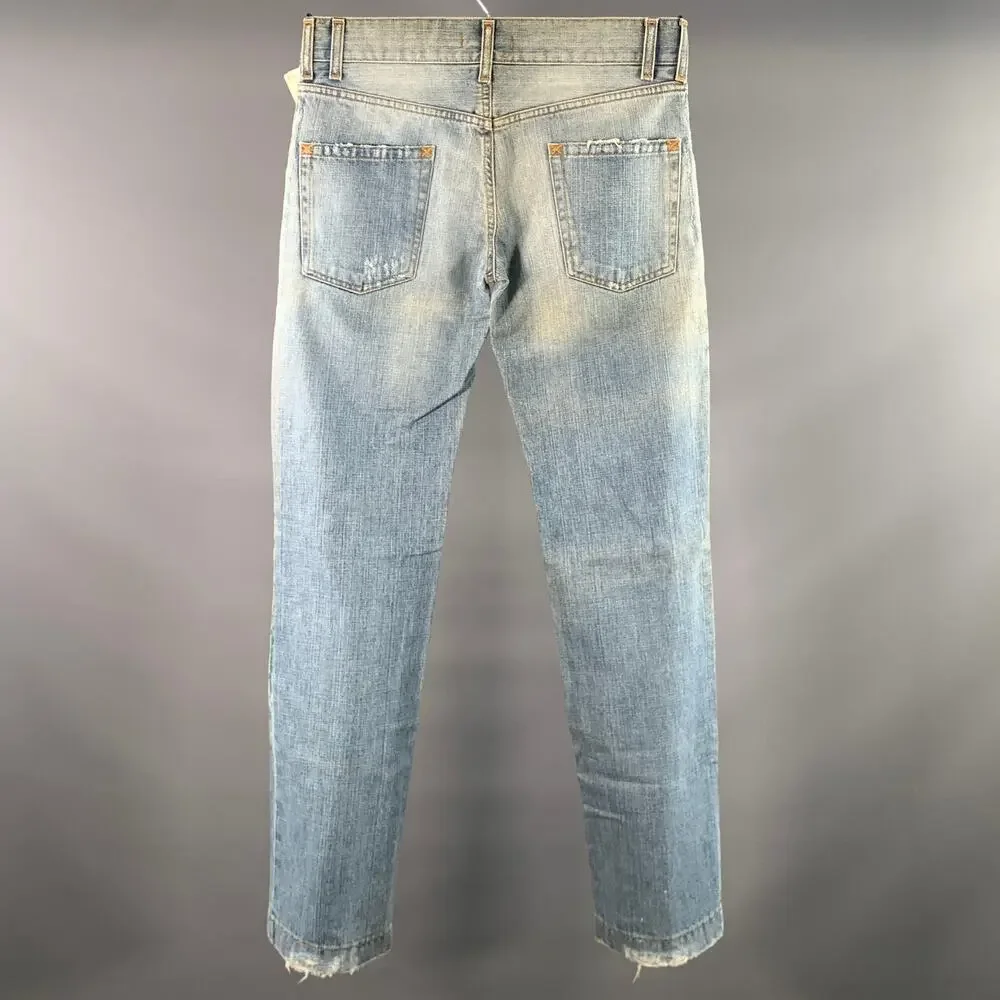 DOLCE & GABBANA Size 30 Blue Multi-Color Graphic Denim Button Fly Jeans